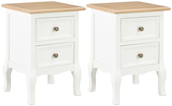 vidaXL Nachttische 2 Stk. Weiß 35x30x49 cm MDF 280037