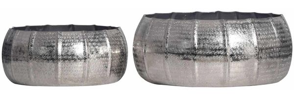 Pflanzkübel 2er Set Aluminium Rund Silber Hammerschlag Indoor