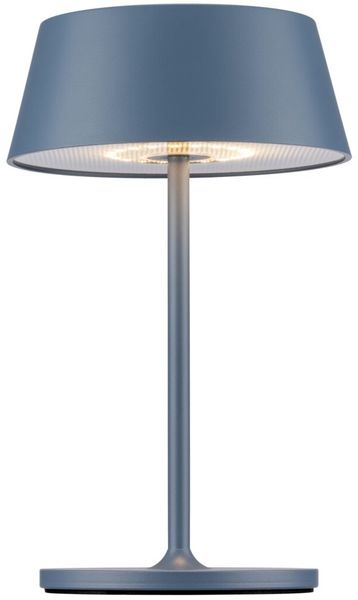 Dieter Knoll Akkuleuchte, Aluminium grau-blau, Ø 15 cm, transportabel mit Touchdimmer