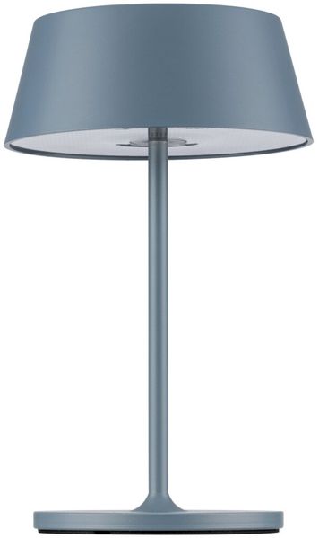 Dieter Knoll Akkuleuchte, Aluminium grau-blau, Ø 15 cm, transportabel mit Touchdimmer