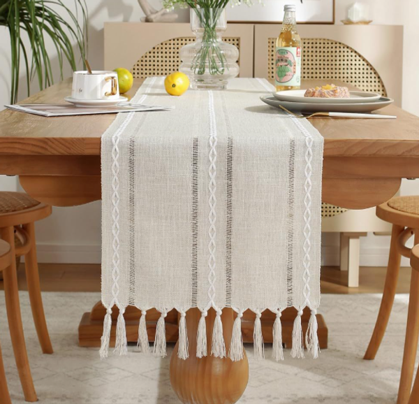 ABC Tischläufer, weiß, Polyester / Baumwolle, 180 x 33 x 33 cm