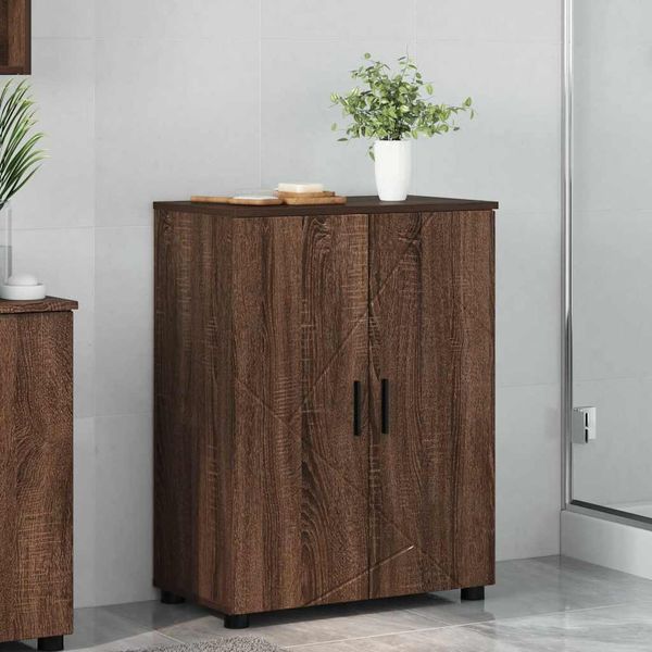 vidaXL Badezimmerschrank mit Tür Braun Eichen-Optik 60 x 35 x 80 cm 883311