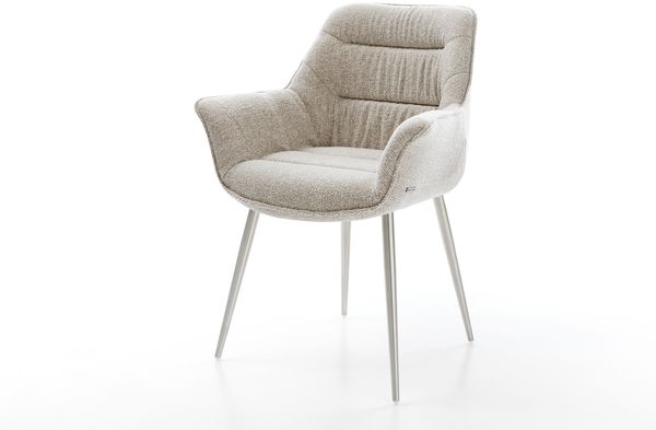 Esszimmerstuhl Kaira-Flex Webstoff Soft Beige 4-Fuß konisch Edelstahl