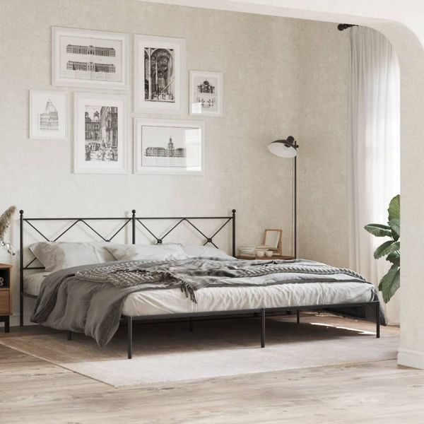 vidaXL Bettgestell mit Kopfteil Metall Schwarz 200x200 cm 376509