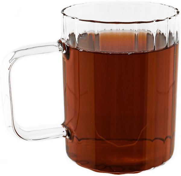 4er Gläser-Set mit Henkel 350 ml transparent Riffle Design Tee- Kaffeegläser Bild 2