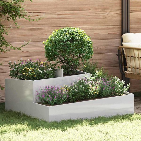 vidaXL Garten-Pflanzgefäß Silber 100 x 100 x 50 cm Edelstahl 873589