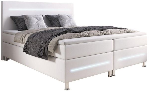 Boxspringbett Sejour mit LED 160x200 Weiß H4 (100kg+)