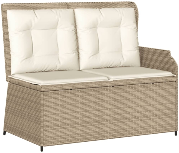 vidaXL Gartenbank Verstellbar mit Kissen Beige Poly Rattan 368941