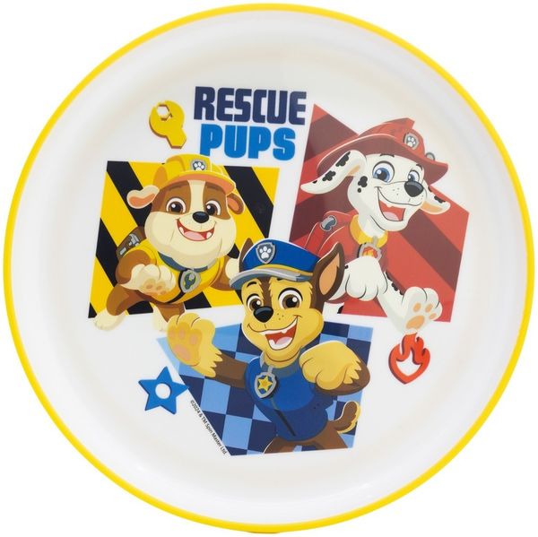 Paw Patrol Kinder Teller mit rutschhemmender Basis Premium Bicolor für Esstisch und Alltag