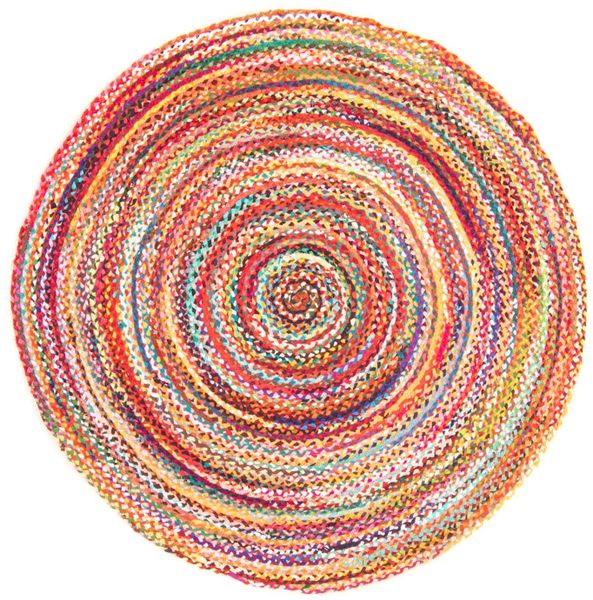 Juteteppich - ML-Indigostripy 100 x 100 cm - mehrfarbig - rund