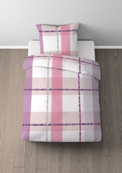 Traumhaft schlafen - Castell - Markenbettwäsche Baumwoll Renforce Bettwäsche 0040746 KARO, brombeer, 1x 155x220 cm + 1x 80x80 cm Bild 4