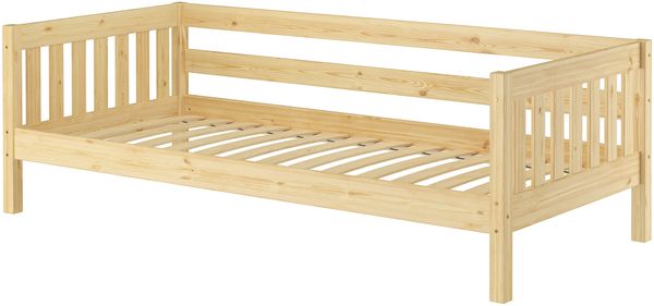 Gemütliches Kinderbett mit dreiseitiger Sicherung 90x200 cm Kiefer V-60.29-09Federleisten