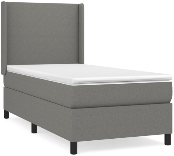vidaXL Boxspringbett mit Matratze Dunkelgrau 100x200 cm Stoff 3131250