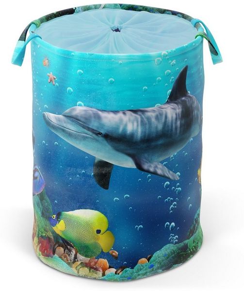 Sanilo Wäschekorb Delphin, 60 Liter, faltbar, mit Sichtschutz und Griffen, kräftige Farben