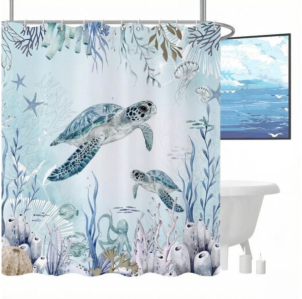 Agger Duschvorhang Anti-Schimmel Wasserdicht Polyester Stoff Waschbar Bad Vorhäng Breite 200 cm