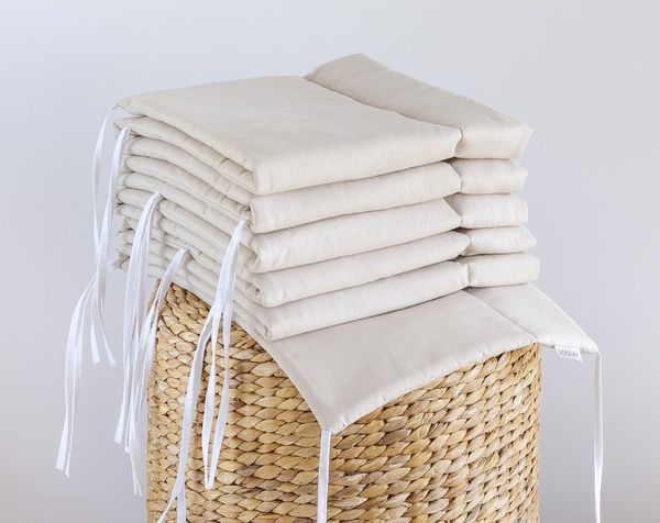 Loolay Bettnestchen BEIGE, GRAU, WEIß, ROSA Babybett BETTUMRANDUNG 420, 360, 210, 180x30cm, (Babynest Babyausstattung Kopfschutz Bettwäsche für Baby, 100% Baumwolle Babybett Bettschutzgitter Umrandung), LOOLAY® - 100% Europäische Stoffe und Kleinserien...