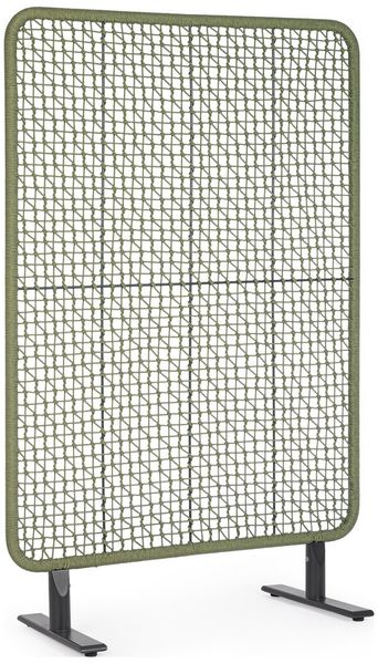 Paravent Babilo - Aluminium Anthrazit, Olefin-Seilgeflecht Grün, 120x180 cm