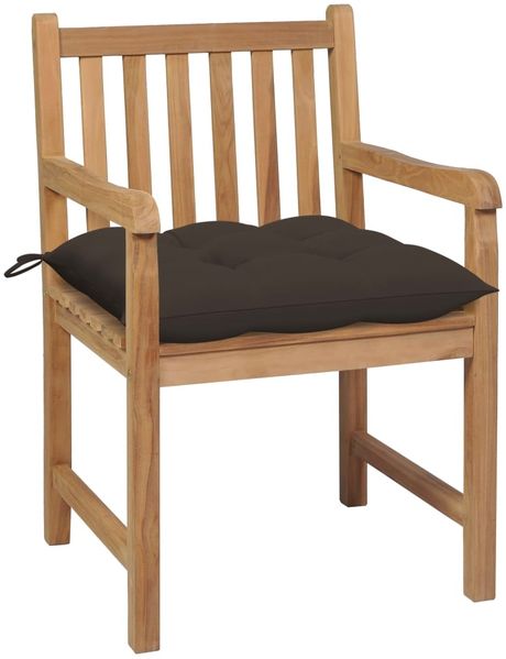 Gartenstühle, Terrassenstühle 2 Stk. mit Taupe Kissen Massivholz Teak