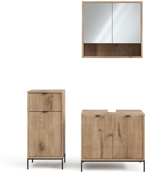 Badmöbel-Set Eliza Viking Oak 3 Teile, mit Midischrank Vicco