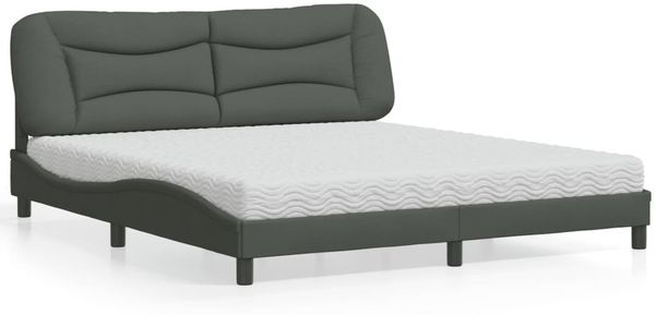vidaXL Bett mit Matratze "Hvar" Dunkelgrau 180x200 cm Stoff 3208549