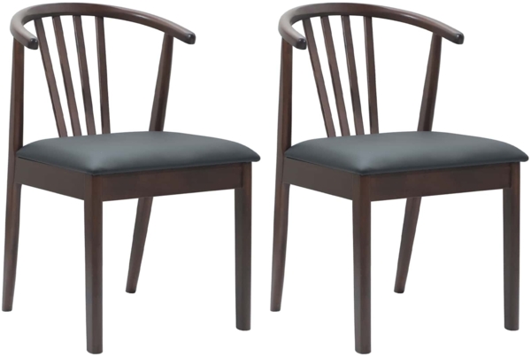 vidaXL Esszimmerstuhl 2 pcs Hellbraun und Schwarz Solides Gummiholz 42020394