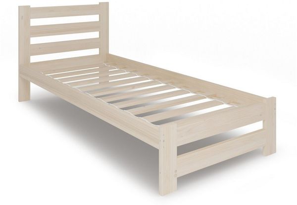 Home Collective Holzbett mit Lattenrost Modern Bett Kiefer Bettgestell Massivholzbett Klassisch (90x200, 120x200, 140x200, 160x200 cm), Einzelbett, Skandi Boho Landhaus Kopfteil hoch 100x200 cm natur