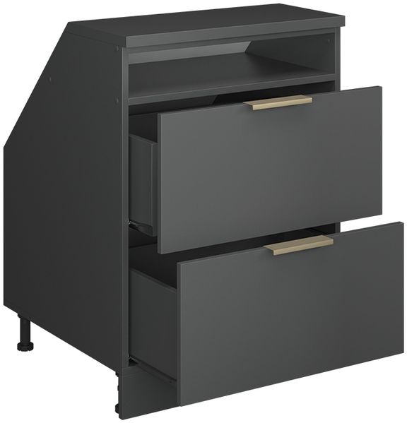 Küchenschrank für Dachschrägen R-Line Anthrazit-Gold 60 cm mit 2 Schubladen, Schrankkorpus 60 cm Tiefe Vicco Bild 3