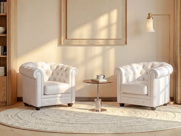Vente-unique - CHESTERFIELD Sessel Kunstleder Weiß - B 78 cm x H 72 cm x L 82 cm