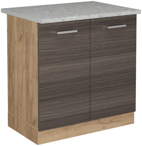 Spülenunterschrank R-Line Edelgrau 80 cm AP Marmor Vicco