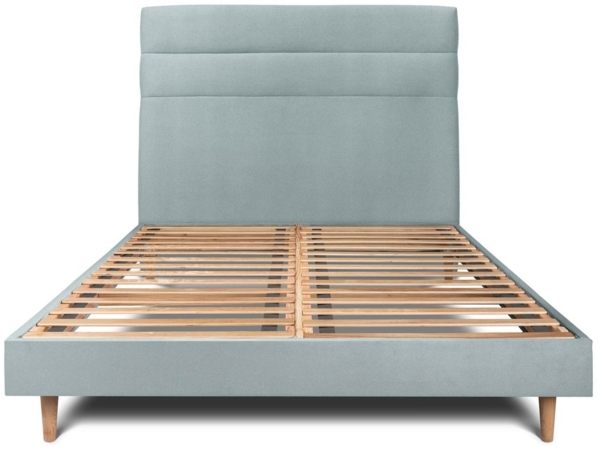 Bett mit gefüttertem Kopfteil – Samtstoff - 150 x 190 cm