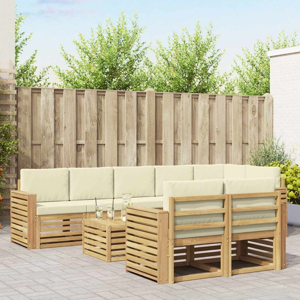 vidaXL Outdoor-Sofagarnitur 9 pcs Weiß und Creme 59 x 59 x 37 cm 3392080