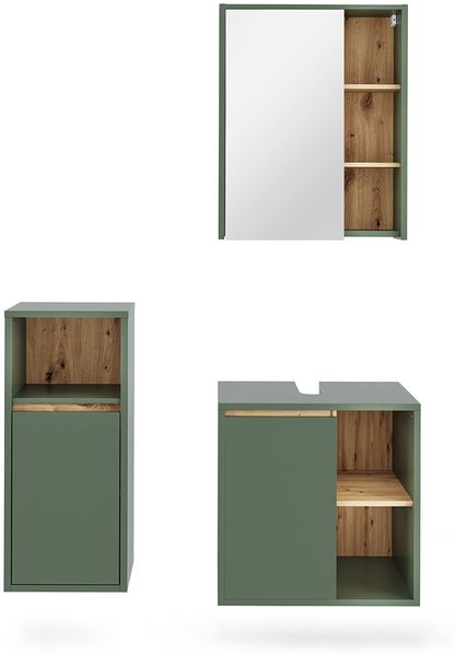 Badmöbel-Set Viola Grün/Artisan 3 Teile Vicco