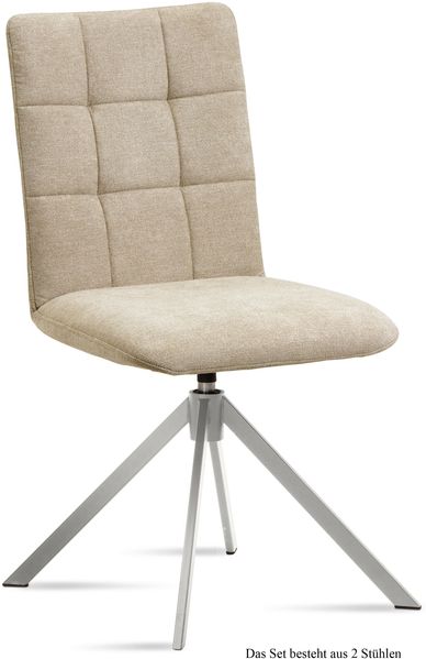 Esszimmerstuhl drehbar (2er-Set) Drucie 47x91x60 Edelstahl/Natur