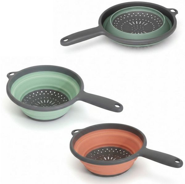 LS-LebenStil Küchensieb Flexibles Abtropfsieb Nudelsieb 36x19 cm Sieb faltbar mit Griff, Kunsstoff, (Silikon Plastiksieb für Camping Obst Gemüse Pasta Nudeln, 1-St, Kunststoffsieb Seiher mit Löchern zum Aufhängen in der Küche), Küchenhelfer Küchenutensi...