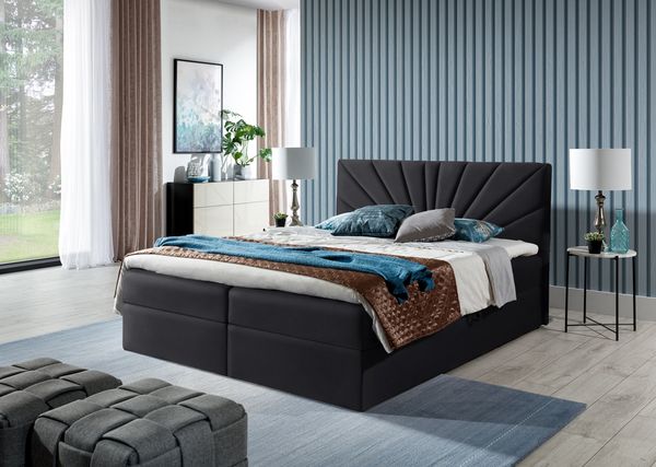 99rooms Lazzaro Boxspringbett Velours JASMINE Schwarz 120x200 cm