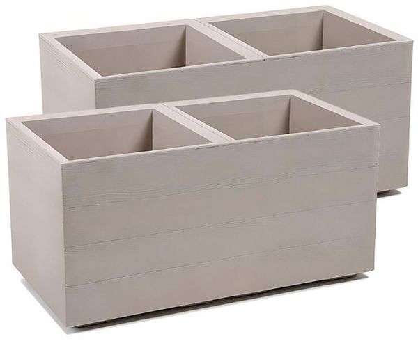Kreher Pflanzkübel 'Eco' Holz Optik mit Rollen (Farbe wählbar) (2 St)