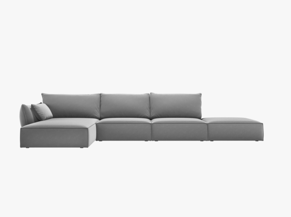 Micadoni Ecksofa Kaelle 5-Sitzer Links Samt Bluvel Grau
