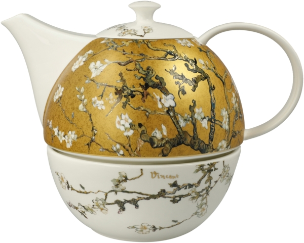 Goebel / Van Gogh- Mandelbaum,Teekanne mit Stövchen,24,5cm x 16,0cm x 19,0cm / Fine Bone China / 24,5cm x 16,0cm x 19,0cm
