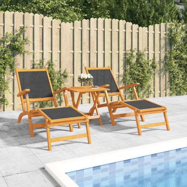 vidaXL Garten-Liegestühle 2 Stk. Massivholz Akazie und Textilene 3120441