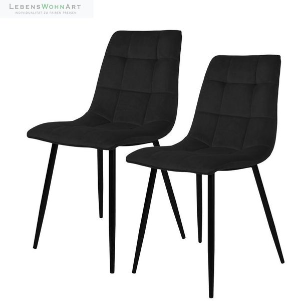 Modernes 2er Stuhl-Set LEIRIA schwarz Samt