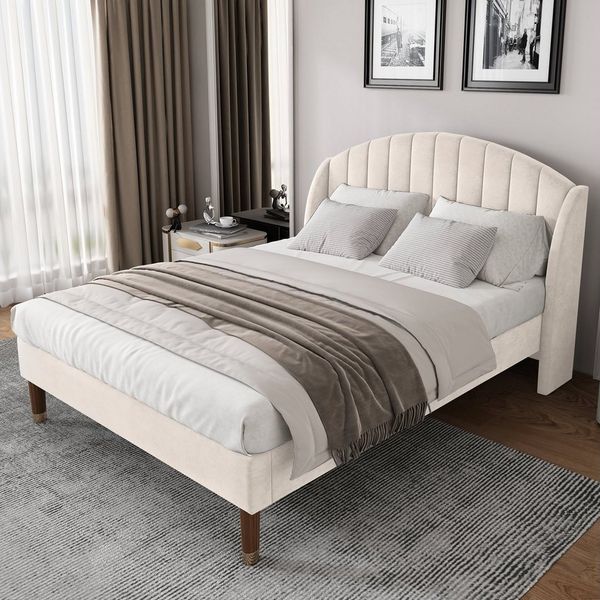 Flieks Polsterbett, Doppelbett Massivholzbett Kiefer 140x190 cm Samt
