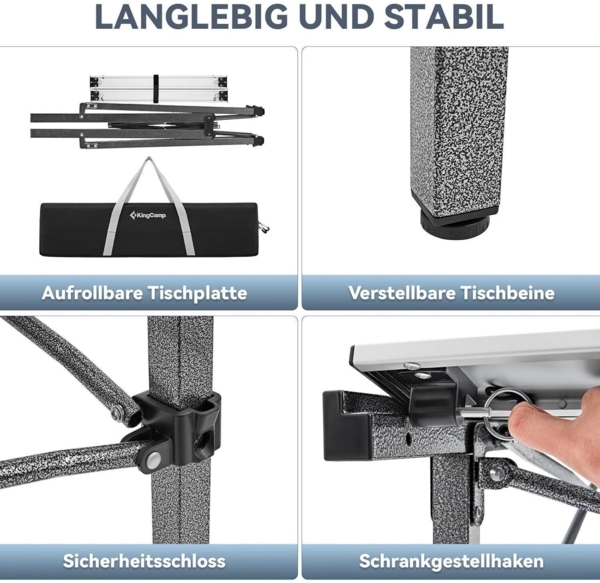 Campingtisch Aluminium faltbar Tischplatte 136x70cm tragbar belastbar 80kg Bild 5
