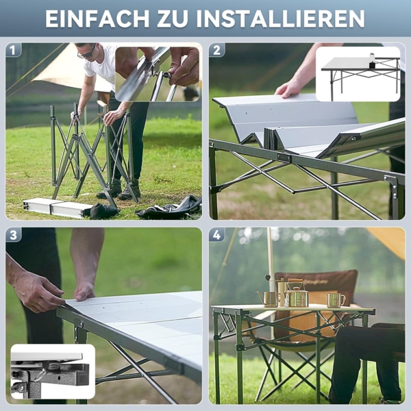 Campingtisch Aluminium faltbar Tischplatte 136x70cm tragbar belastbar 80kg Bild 7