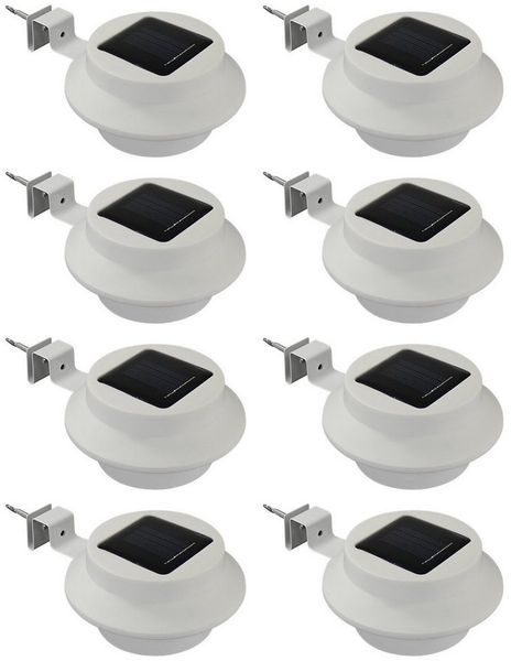 HAC24 LED Dachrinnenleuchte 8x Dachrinnenlampe Dachrinnen Lampe Regenrinne Solarleuchte, LED fest integriert, Kaltweiß, Je 3 LEDs Kaltweiß inkl. Befestigungsmaterial