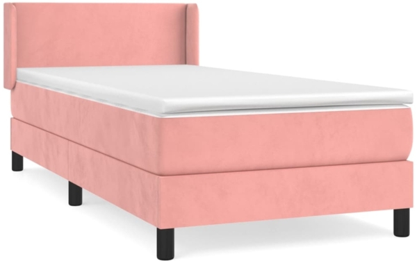 vidaXL Boxspringbett mit Matratze Rosa 100x200 cm Samt 3130828