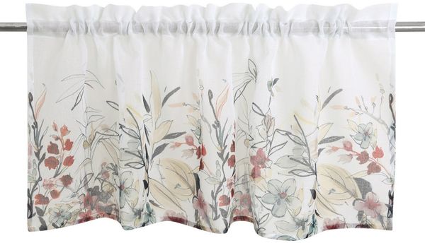 OTTO home Scheibengardine Friesach (1 St), Stangendurchzug, transparent, Blumenmuster, transparent, Stangendurchzug, Pflegeleicht