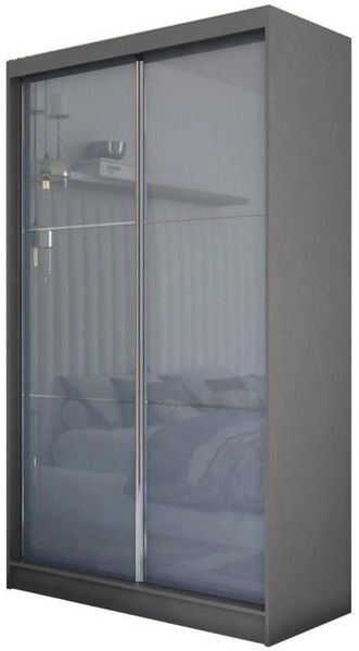 Beautysofa Schiebetürenschrank VIVA II (Lacobel-Glasfronten, 4 Farben: Weiß, Grau, Schwarz und Kaschmir) mit Schubladen, Breite: 120cm, 200cm oder 240cm
