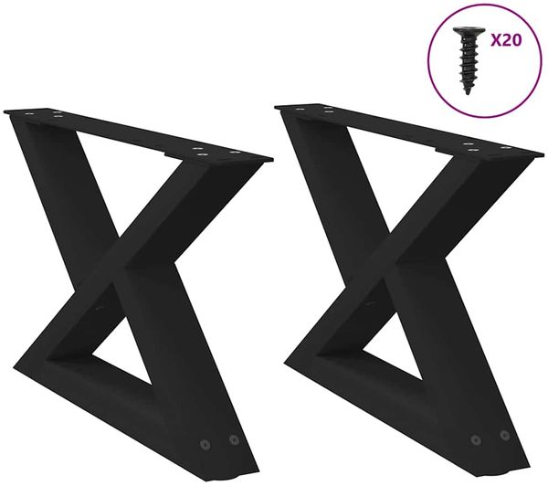 vidaXL Couchtischbeine 2 Stk. Schwarz 50x(30-31,3) cm Stahl 4012684