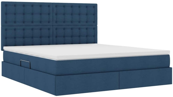 vidaXL Aufbewahrungsbett mit Matratze Blau 160x200 cm Kunstleder 3371921 Bild 4