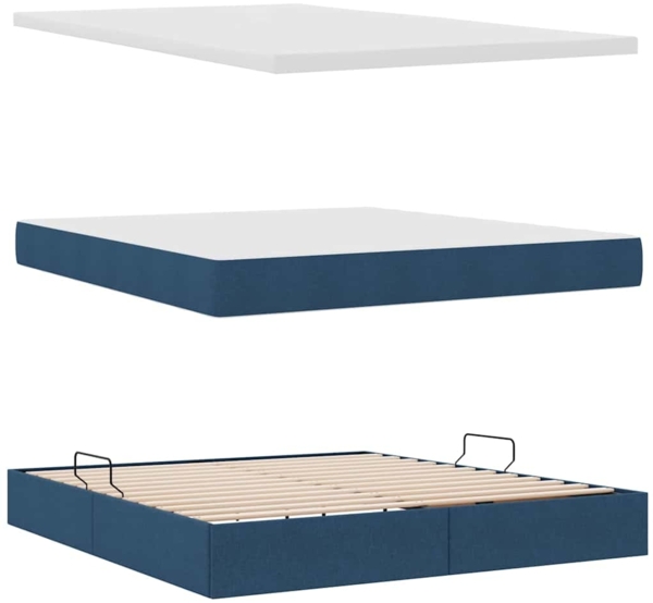 vidaXL Aufbewahrungsbett mit Matratze Blau 160x200 cm Kunstleder 3371921 Bild 7
